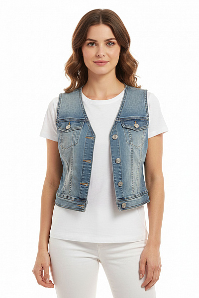 PULZ JEANS Dámská Vesta Modrá Vel. M