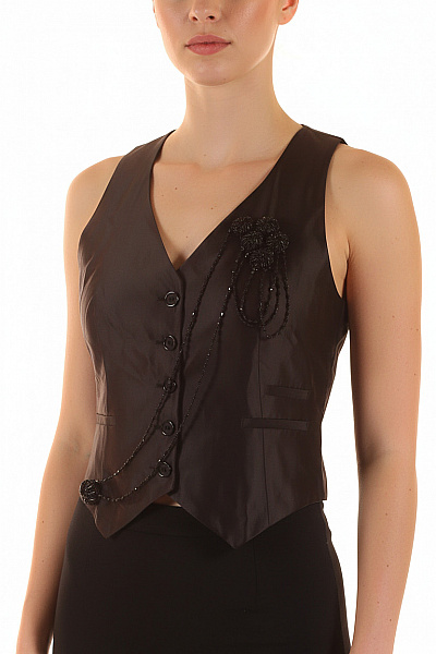 Karen Millen Kratká Dámská Vesta Černá Second Hand