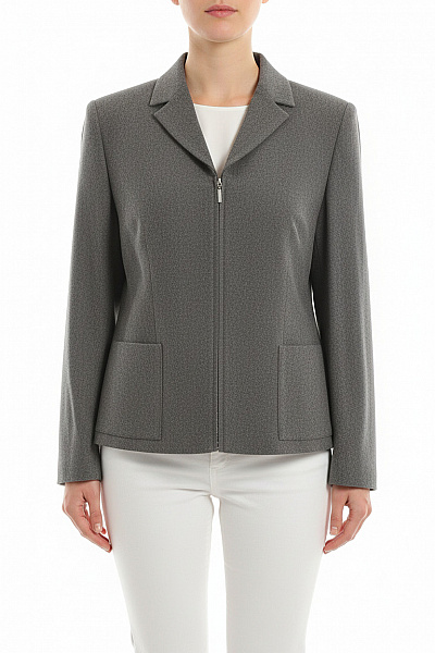 GERRY WEBER Dámský Polyesterový Krátký šedý Elegantní Kabát Na Zip Vel. 42