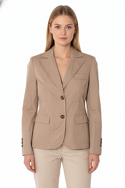 S.OLIVER Bavlněné Béžové Sako Letní Vypasované Na Běžné Nošení Velikost 40