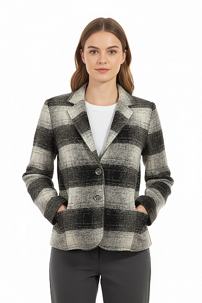 HUNTER Dámský Kabát Vlněný Černobílý Vel. 36