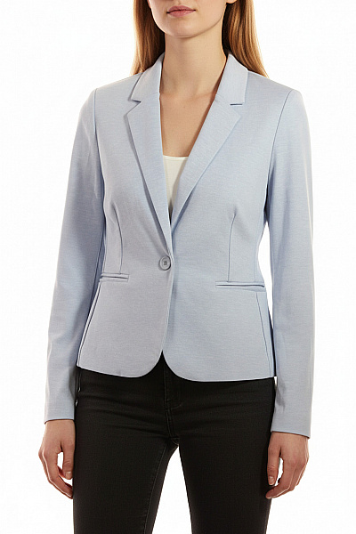 B.young Dámský Světle Modrý Polyesterový Vypasovaný Blejzr S Jedním Knoflíkem Jarní Vel. 38