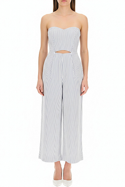 ZARA Modrý Pruhovaný Overal Bez Rukávů Letní Velikost XS