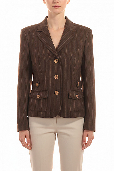 Teplé Dámské Sako Vlněné Hnědé Vel. 38