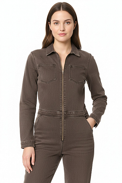 Asos Dámský šedý Denimový Overal Dlouhý Rukáv Zapínání Velikost M