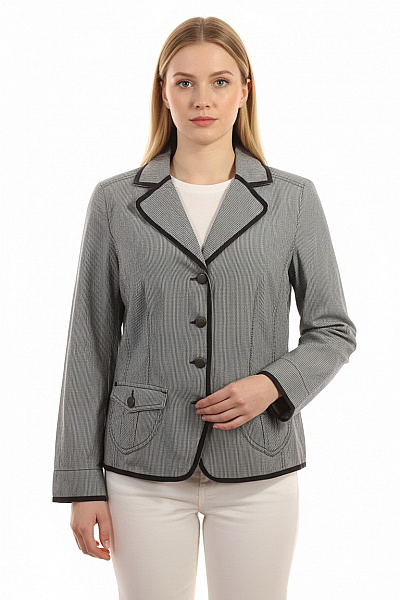BONITA Bavlněný Dámský Blejzr Pruhovaný šedý S Klopy Na Běžné Nošení Vel. 44