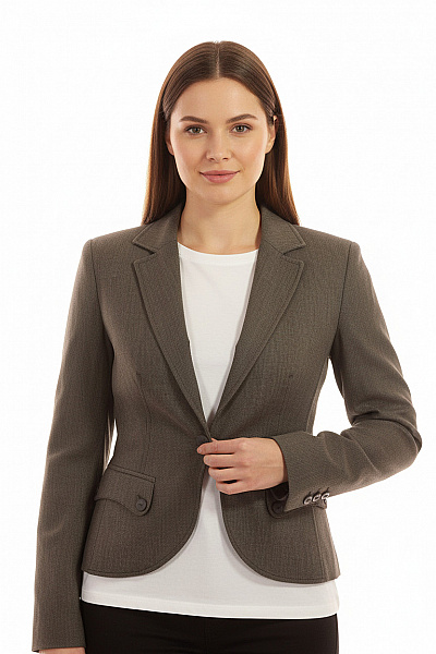 S.OLIVER Šedý Polyesterový Vypasovaný Elegantní Business Blejzr S Jedním Knoflíkem Vel. M