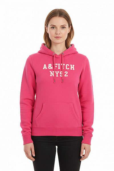 Abercrombie&Fitch Dámská Růžová Mikina S Kapucí A Klokaní Kapsou Přes Hlavu Streetwear Vel. M