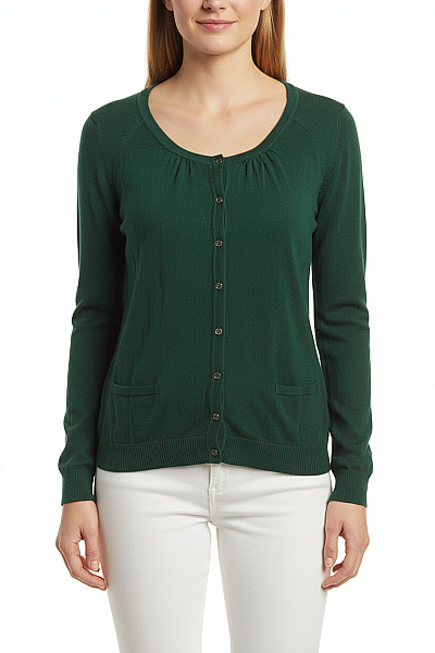 ZERO Dámský Zelený Bavlněný Propínací Kardigan Na Knoflíky Vel. 44