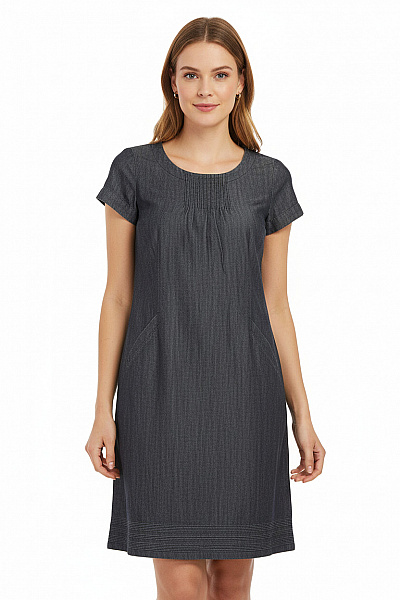 BODEN Dámské Bavlněné Džínové šaty Pouzdrové Krátký Rukáv Denní Jednoduché Ke Kolenům Vel. 42