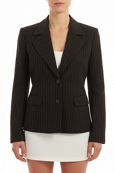 InWear Černé Vypasované Sako Pruhované Elegantní Business Dvouřadé Velikost 38