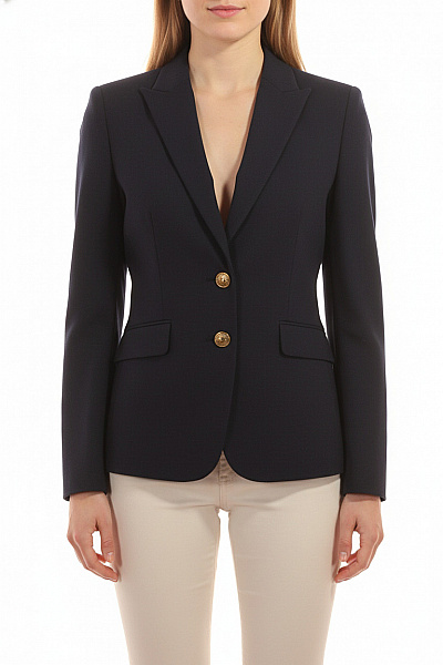 Esprit Dámské Viskózové Modré Sako Elegantní Vypasované Jednořadé Business Vel. 42