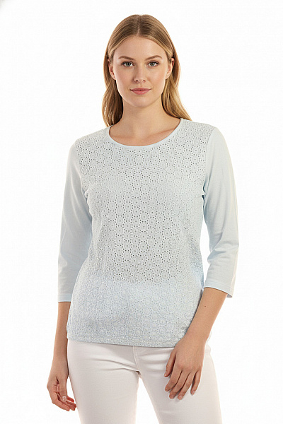 LIEBLINGSSTÜCK Dámská Bavlněná Halenka S 3/4 Rukávem A Madeirovým Vzorem Vel. M