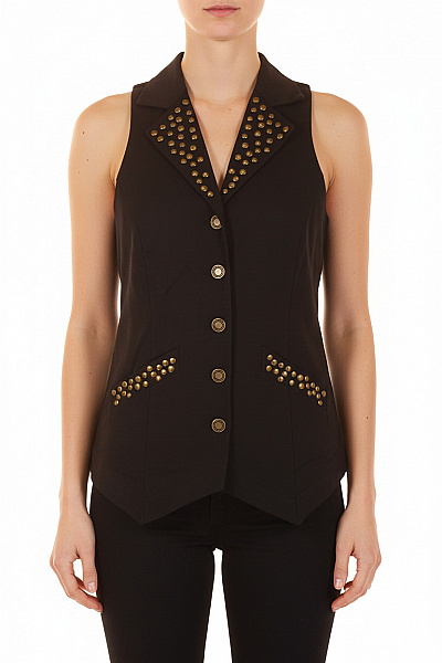 SAMSOE Dámská černá Krátká Vesta S Cvočky Vel. M