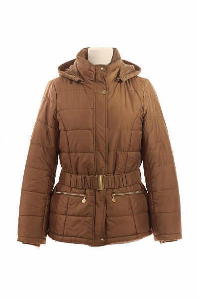 Cecilia Classic Dámská Hnědá Polyesterová Prošívaná Zimní Bunda S Kapucí A Páskem Velikost M