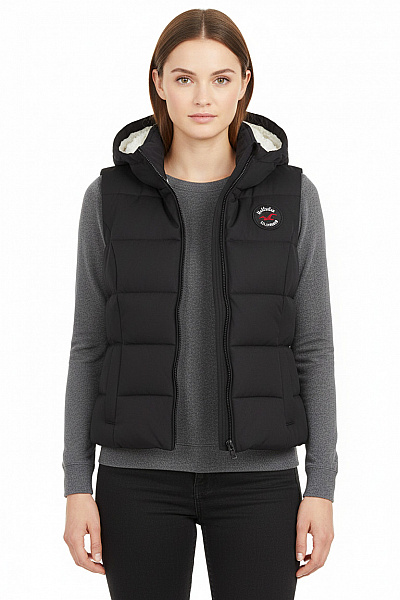 Hollister Dámská černá Prošívaná Zateplená Vesta S Kapucí Polyesterová Vel. L