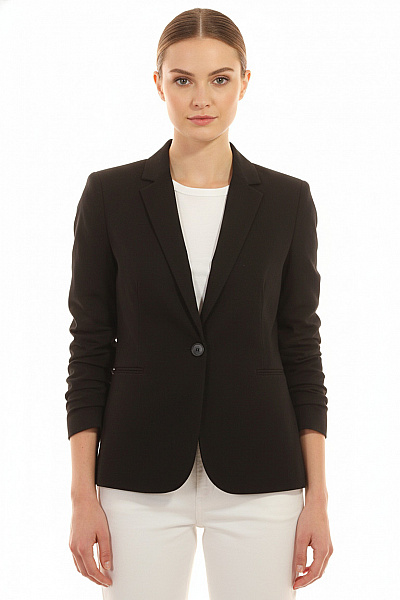 Next Polyesterové černé Vypasované Elegantní Sako Jednořadé S Jedním Knoflíkem Velikost 44