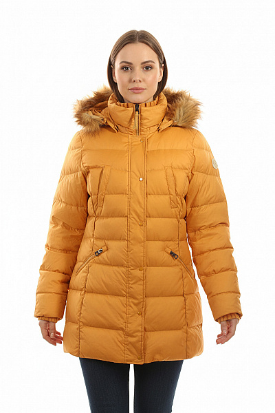 Marc O´Polo Dámská žlutá Péřová Prošívaná Zimní Parka S Kapucí A Kožíškem Vel. 40
