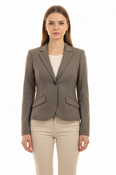 InWear Dámské Polyesterové Sako Vypasované Business Vzorované Béžové S Jedním Knoflíkem Vel. 38