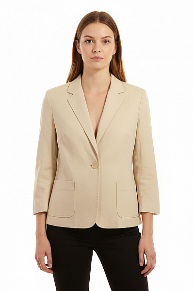 Max Mara Vlněný Béžový Blejzr S Jedním Knoflíkem Ležérní Jarní Vel. 42