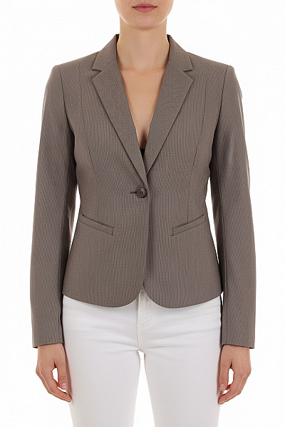 NOA NOA Vypasované Hnědé Pruhované Sako Elegantní Business Jednořadé S Jedním Knoflíkem Velikost L