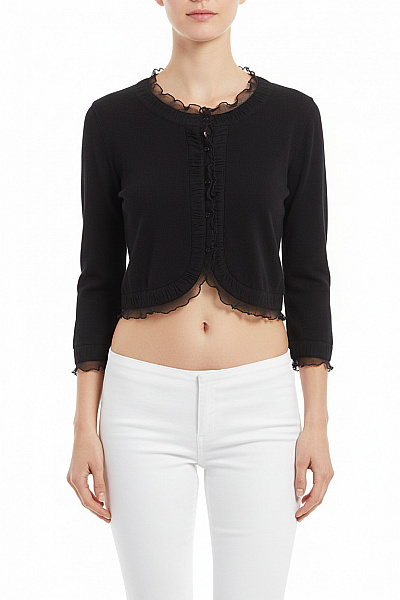 Phase Eight Černý Krátký Bolerko S Nabíraným Tylem Elegantní Vel. 12