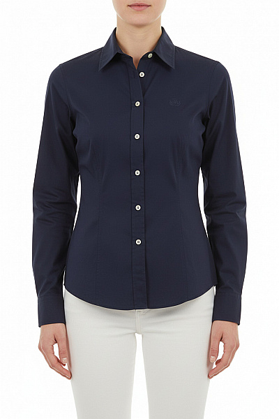 Dámská Bavlněná Tmavě Modrá Košile Slim Fit S Dlouhým Rukávem Vel. M