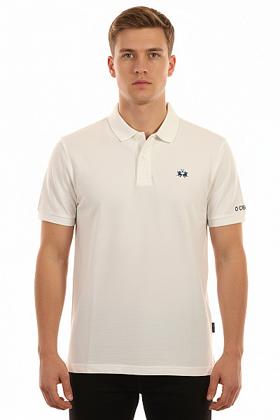 La Martina Polo Tričko Bílé S Krátkým Rukávem A Výšivkou Velikost XL