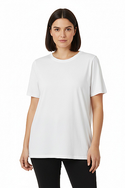 SAMOON Dámské Bílé Tričko S Krátkým Rukávem Basic Vel. XXL