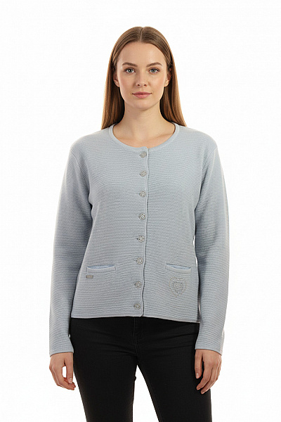 Stockerpoint Dámský Bavlněný Světle Modrý žebrovaný Propínací Kardigan Vel. M