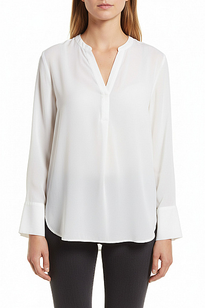 S.OLIVER Bílá Viskózová Halenka Tuniková Volná S Dlouhým Rukávem Elegantní Vel. 42