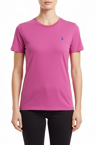 Ralph Lauren Dámské Růžové Basic Tričko S Krátkým Rukávem A Výšivkou Velikost L