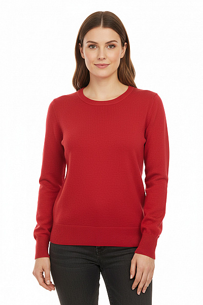 MSCH Copenhagen Dámský červený Tenký žebrovaný Pulovr Basic Velikost S/M