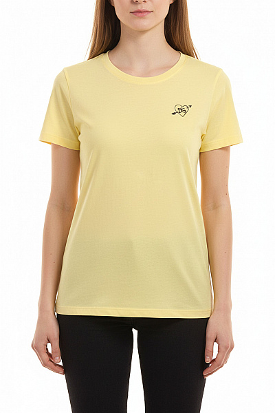 BLUGIRL Dámské žluté Tričko S Krátkým Rukávem A Výšivkou Srdce Vel. S
