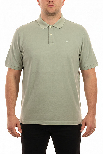 HACKETT Pánské Polo Tričko Krátký Rukáv Jednobarevné Khaki S Výšivkou Velikost XXXL