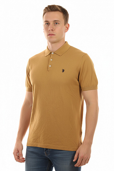 U.S.POLO ASSN. Polo Tričko Hnědé Jednobarevné S Krátkým Rukávem Basic Velikost XL