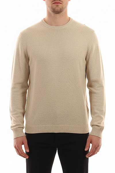 LAWRENCE GREY Pánský Béžový žebrovaný Pulovr Basic Přes Hlavu Velikost L