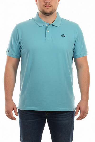 La Martina Pánské Modré Polo Tričko S Krátkým Rukávem A Výšivkou Velikost Xxl