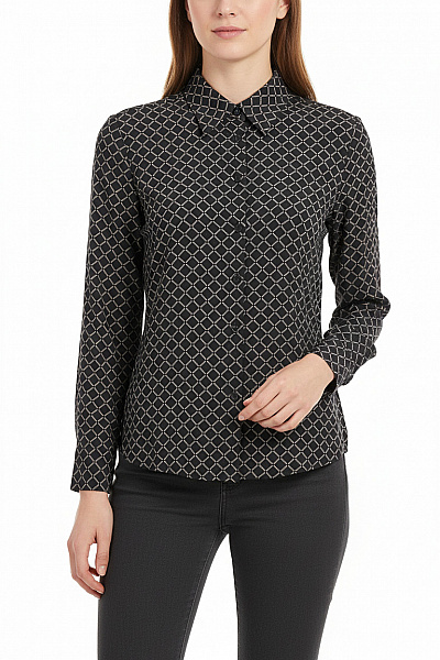 TOMMY HILFIGER Dámská černá Košile S Dlouhým Rukávem Vzorovaná Elegantní Vel. 36