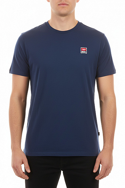 DIESEL Pánské Modré Tričko Krátký Rukáv Basic Jednobarevné S Nápisem Velikost XXL