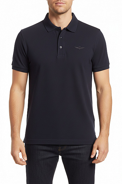 Aeronautica Militare Pánské Bavlněné Tmavě Modré Polo Tričko S Krátkým Rukávem A Výšivkou Velikost M