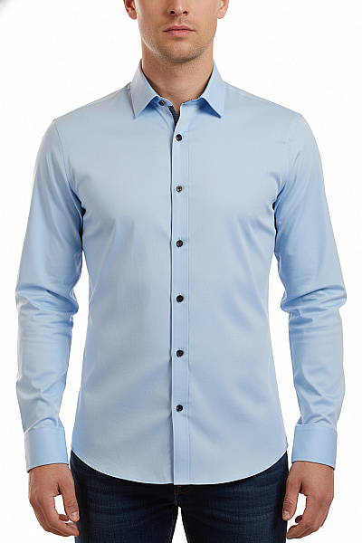 OLYMP Bavlněná Pánská Košile Modrá Elegantní Slim Fit Dlouhý Rukáv Velikost 40