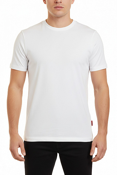 JOOP! Pánské Bavlněné Tričko Bílé Basic S Krátkým Rukávem Se Stojáčkem Vel. M