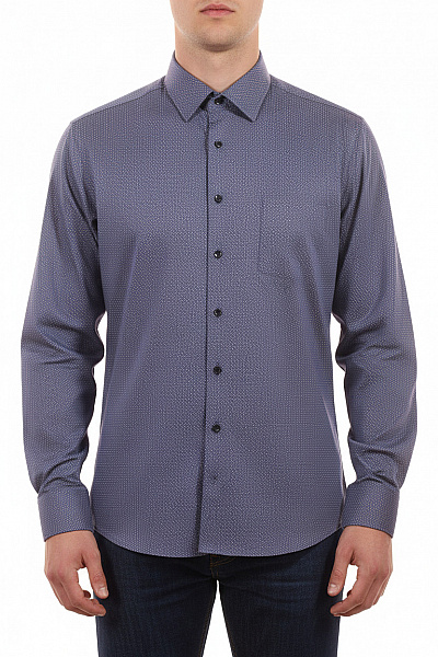 ETERNA Pánská Modrá Košile Dlouhý Rukáv Vzorovaná Elegantní Business Regular Fit Vel. 42