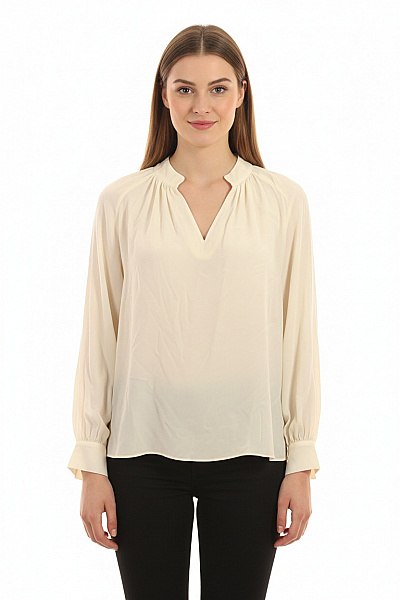 By Malene Birger Hedvábná Krémová Halenka Volná S Dlouhým Rukávem Elegantní Do Práce Vel. 38