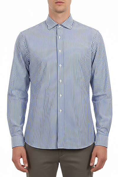 HACKETT Pánská Modrá Bílá Pruhovaná Košile S Dlouhým Rukávem Ležérní Business Velikost Xl