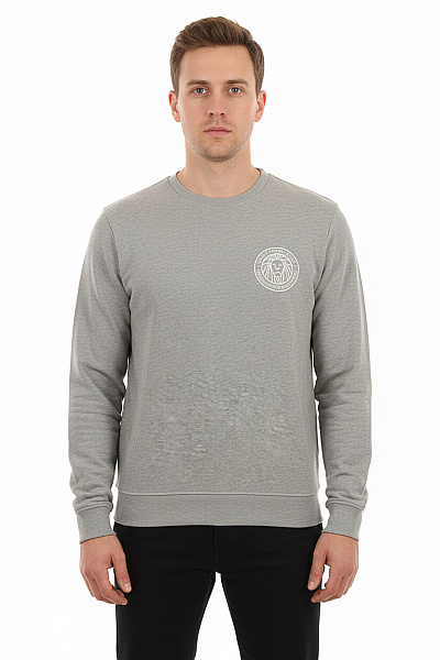 VERSACE Pánská šedá Mikina Bez Kapuce S Dlouhým Rukávem A Potiskem Streetwear Velikost L