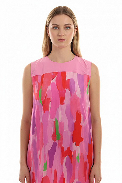 Escada Dámské Letní šaty Volnočasové Růžové S Potiskem Velikost 42