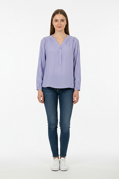 COMMA Fialová Halenka S Dlouhým Rukávem A Výstřihem Do V Vel. 34