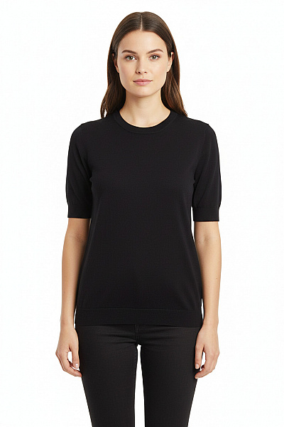 Roberto Cavalli Dámská černá Pletená Halenka Krátký Rukáv úpletová Velikost L